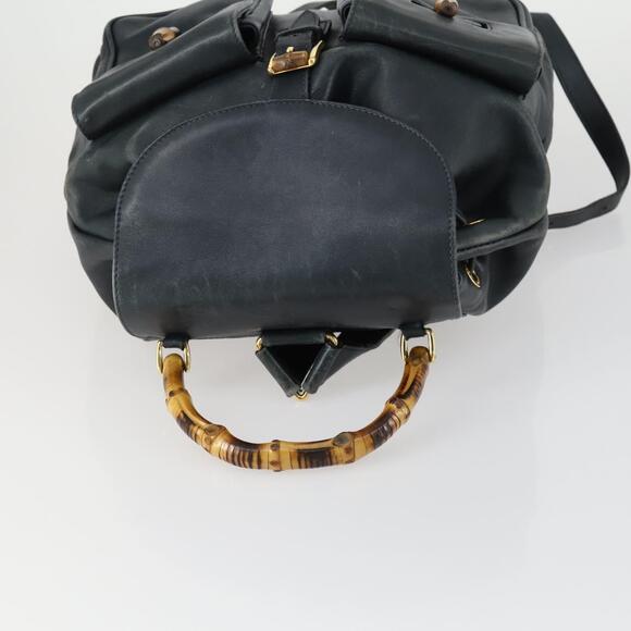 GUCCI Bamboo Backpack Leather Black Gold 003 2058 0016 Auth 156418 main image 9